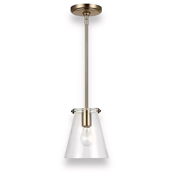 Generation Lighting Blaine 1-Light Satin Brass Hanging Pendant W/ Shade New - Picture 1 of 14